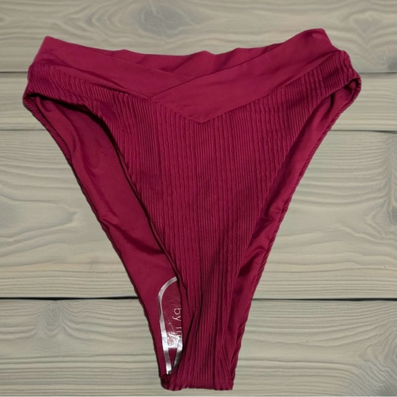L*Space L Space Bitsy Cut Ribbed Bikini Bottoms In Cabernet SZ SP NWOT - Picture 3 of 11